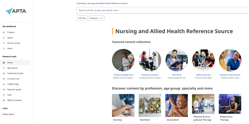 EBSCO NAHRS landing page